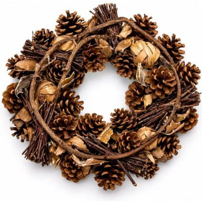 DECOLED Vánoční věnec na dveře z borovicových šišek 32 × 32 × 15 cm, přírodní – Hledejceny.cz