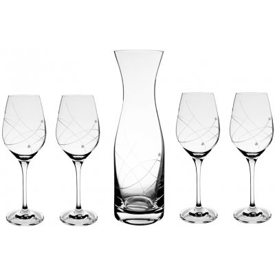 Bohemia Crystal Set na víno galaxie karafa + 4 sklenice Swarovski Preciosa 1000 ml + 360 ml – Sleviste.cz