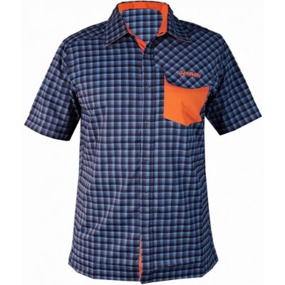Hav Agness košile krátká pánská SlimFit modrá/oranžová