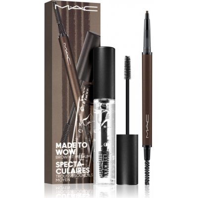 MAC Cosmetics Made To Wow Brow Kit Eye Brows Styler Lingering automatická tužka na obočí s kartáčkem 0,9 g + Brow Set Gel gel pro úpravu obočí 8 g dárková sada – Zboží Mobilmania