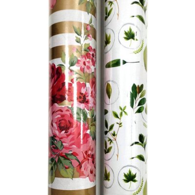 Balicí dárkový papír - proužky a květiny - 2m x 70 cm – Zboží Mobilmania