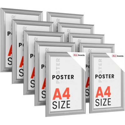Allboards KPL10_FRAME_A4S Plakátový rám A4 – Uzamykatelný stříbrný Klip rám - sada 10 kusů – Hledejceny.cz