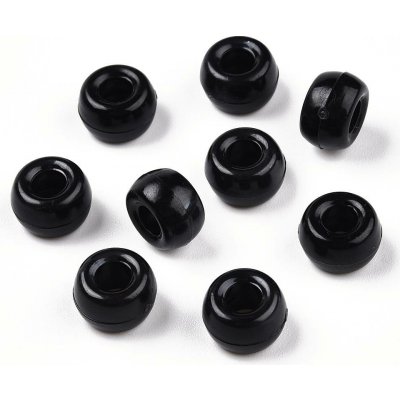 Akrylové korálky - pony beads - černé - 6 x 9 mm - 10 ks – Zboží Dáma
