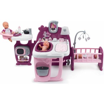 Smoby Domeček pro panenku Violette Baby Nurse Large Doll's Play Center trojkřídlový s 23 doplňky kuchyňka koupelna ložnice