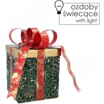 Pro-Tech shop Kovová vánoční dekorace čtvercový dárek s mašlí a LED 15x12x20cm 69436 – Hledejceny.cz