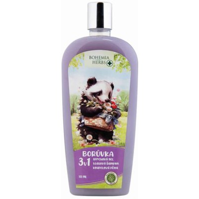 Bohemia Gifts 3v1 dětský sprchový gel, šampon a pěna do koupele 500 ml - borůvka