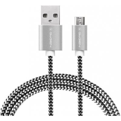 GoGEN MICUSB200MM24 USB / micro USB, opletený, 2m, stříbrný