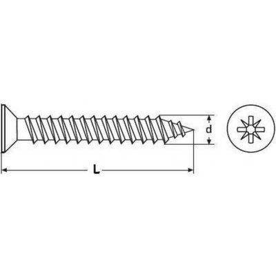 Killich vrut univerzální 5.0x35 A2 NEREZ zápustná hlava, křížová drážka PZ2, celý závit, DIN 7505A [1 ks] – Hledejceny.cz