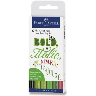 Faber-Castell Popisovač Pitt Artist Pen Hand Lettering 6 kusů, zelená sada 267117