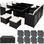 tectake 403819 zahradní ratanový nábytek new york 6+4+1 s ochranným obalem, varianta 2 černá – Sleviste.cz