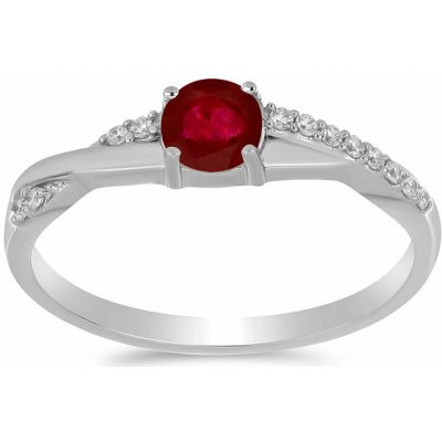 Nefertitis Prsten stříbrný s broušeným rubínem a zirkony 012722 RB – Zbozi.Blesk.cz