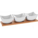 Koopman Miska servírovací sada 4díl.1x bambus.tác 30 x 10 cm+3x miska porcelán 9,5 x 5,5 cm – Zboží Mobilmania