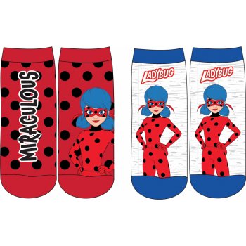 Miraculous 5234220 Dívčí ponožky Kouzelná Beruška červená/šedý melír