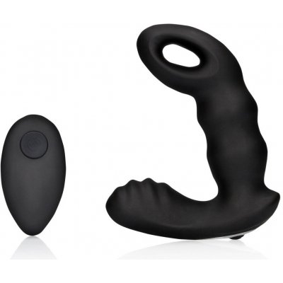 Shots Ouch! Beaded Vibrating Prostate Massager with Remote Control Black silikonový vibrátor na prostatu s dálkovým ovládáním 12,7 x 3,5 cm – Zbozi.Blesk.cz