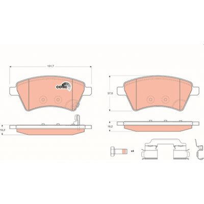 Sada brzdových destiček, kotoučová brzda TRW GDB1673 – Sleviste.cz