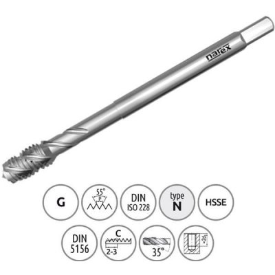 Narex Ždánice 041531632011000 - Závitník strojní G 3/8" stoupání 19P na palec (") typ 3044 kód 4052, DIN 5156 – Hledejceny.cz