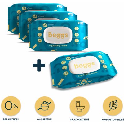Beggs vlhčené splachovatelné ubrousky 3 x 64 ks – Zboží Dáma