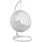 J-line Bílé zahradní závěsné křeslo z umělého ratanu Hanoi se stojanem – Sleviste.cz
