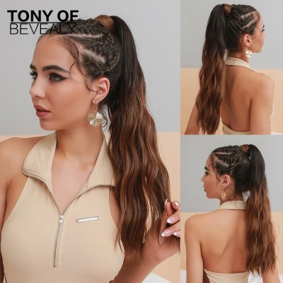 Hedvábný clip in WRAP AROUND PONYTAIL - čokoládové ombré