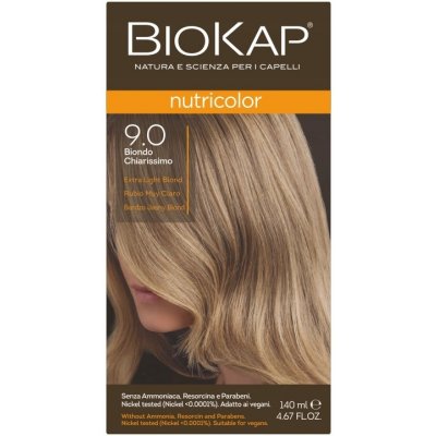 Biokap NutriColor permanentní barva na vlasy s arganovým olejem 9.0 Extra Light Blond Tricorepair Complex 140 ml