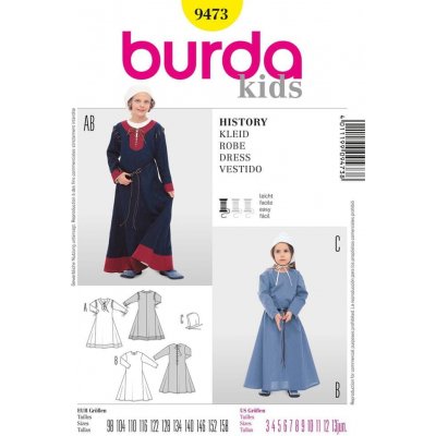 Burda Střih Burda 9473 - Dětské středověké šaty, čepec – Zbozi.Blesk.cz