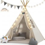 Spielwerk Dětský stan Teepee bílo-šedý 160x120x120cm 109523 – Sleviste.cz