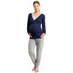 Jožánek těhotenské a kojicí pyžamo krátké tmavě modré + šedý melír – Zboží Dáma