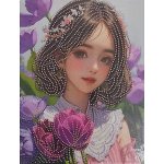 Norimpex Diamantové malování na plátně Dívka s květinami 1 ks 23 x 30 cm mix – Sleviste.cz