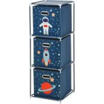 Storagesolutions Regál na knihy s úložnými boxy na hračky - vesmirná mise, 35x35x102 cm – Sleviste.cz