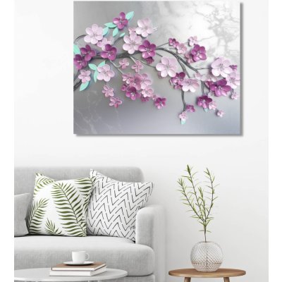 ZUTY Obrazy na stěnu - Růžové květy na stříbře Rozměr: 80x100 cm, Rámování: vypnuté plátno na rám