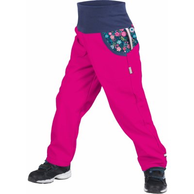 Unuo dívčí softshellové kalhoty s fleecem květinky růžová – Zboží Mobilmania
