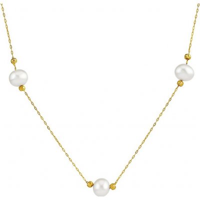 SILVEGO Zlatý náhrdelník s pravými perlami PRG0026NGYWP