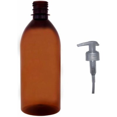 Tera Plastová lahvička hnědá s transparentní pumpičkou Tera 500 ml – Zboží Dáma