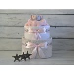 dortNEdort Dvoupatrový vánoční plenkový dort se sloníkem Miminko se ještě nenarodilo, Barva dortuNEdortu nebo vzor deky: růžový mašle pro holčičku – Zboží Dáma