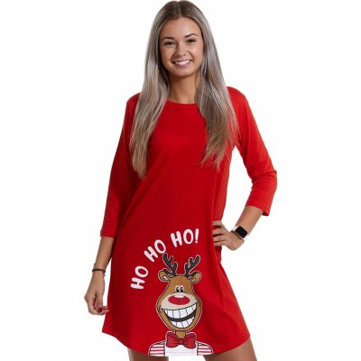 Vánoční Sob Ho Ho Ho košilka pro ženy na spaní 1C3064 červená