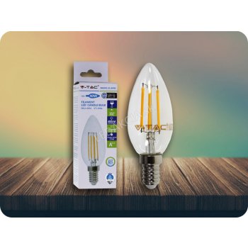 V-tac E14 LED RETRO Filament žárovka 4W svíčka denní bílá 4500K