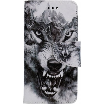 Pouzdro TopQ iPhone SE 2020 knížkové Černobílý vlk – Zboží Mobilmania