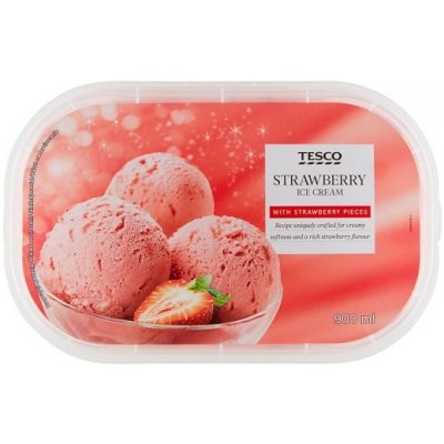 Tesco Smetanový mražený krém s jahodovou příchutí 900 ml – Hledejceny.cz
