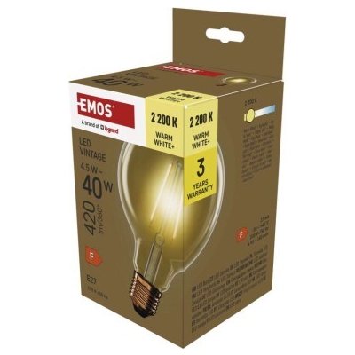 Emos LED VNT G95 4,5W(40W) 420lm E27 WW+ – Hledejceny.cz