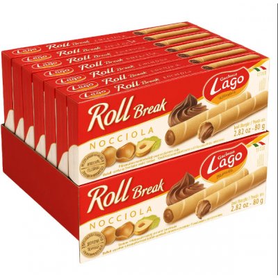 Gastone Lago Roll Break plněné trubičky s příchutí lískových oříšků 24 x 80 g – Zboží Dáma