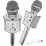 Karaoke mikrofon s reproduktorem stříbrný