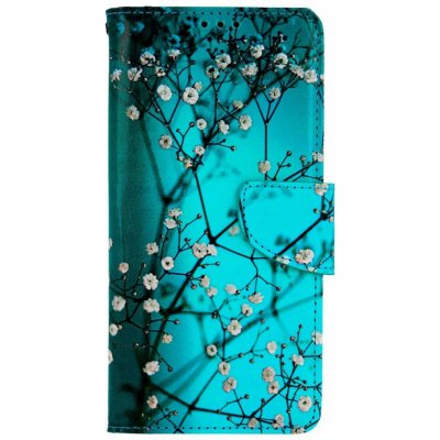 Pouzdro TopQ Xiaomi Redmi Note 9 knížkový Modrý s květy