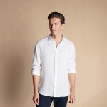 Charles Tyrwhitt lehká lněná košile Classic fit Charles v popelínové vazbě white – Zboží Mobilmania