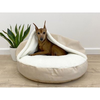 HAUSTIER Pelíšek pro psy a kočky Lounge Ivory s kapucí