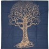 Přehoz Sanu Babu přehoz na postel s potiskem strom života modro-zlatý 230 x 200 cm
