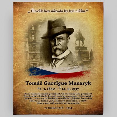 Nástěnný obraz „Tomáš Garrigue Masaryk“ 70x90 cm – Zboží Mobilmania