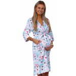 Azurový i růžový lehký župan do porodnice na kojení s Květinama 1G0475 modrá – Zboží Mobilmania
