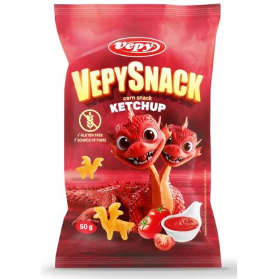 Vepy Vepysnack Kukuřičný snack s příchutí kečupu bez lepku 45 g – Zboží Dáma
