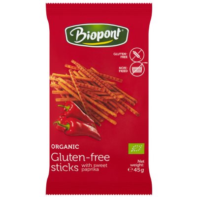 Biopont Bio slané paprikové tyčinky bez lepku 45 g – Zboží Mobilmania