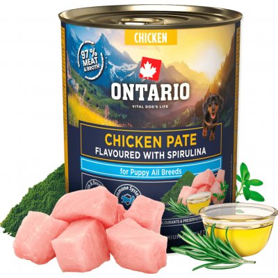 Ontario Puppy kuřecí pate s příchutí spiruliny 800 g – Hledejceny.cz